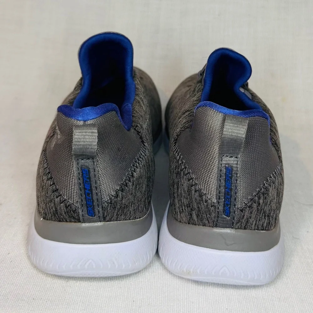 Skechers Summits Wide Fit Womens Charcoal Grey Blue Memory Foam Slip On Sneakers